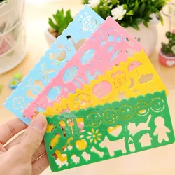 4Pcs Cartoon Children Painting Template Ruler Plastic Drawing Stencils Ruler Set School Supplies Kid Drawing Tool