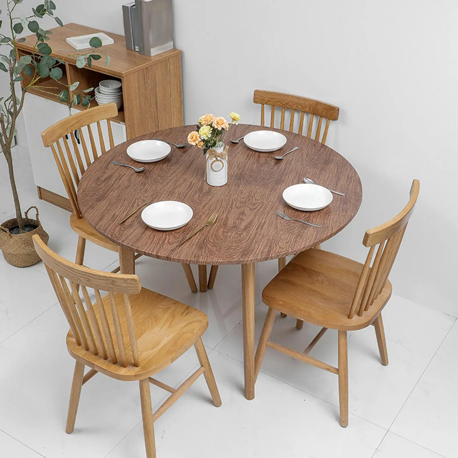 Indoor Outdoor PVC Tablecloth Cover Oil Proof Round Elastic Table Linens for Dining Table Decoration