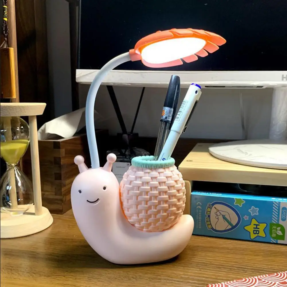 충전식 눈 보호 유연한 호스 디자인, 고휘도 LED 독서등, 창의적인 모양, 만화 달팽이 LED 책상, 2 in 1