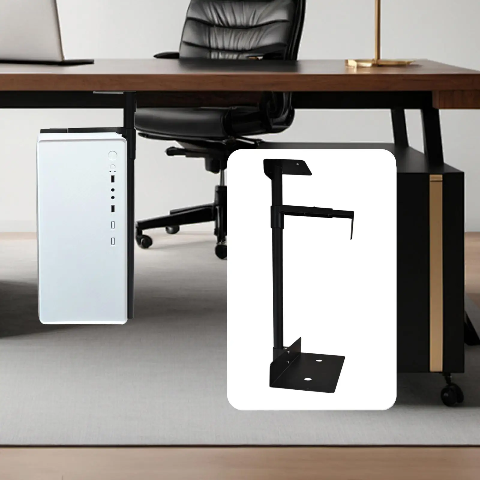 CPU Mount Bracket Host Stand Space Saving Universal Rack Heavy Duty Home Office Installation under Desk or on Wall Adjustable