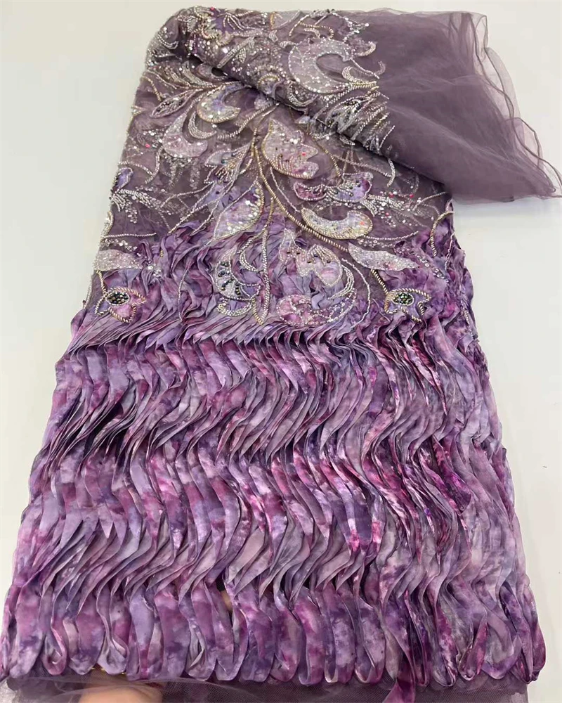 

Luxury Exquisite Elegance Dignified New Fashion Design Fabric Handmade 3D Embroidery Net Lace For Making Women Wedding Dress