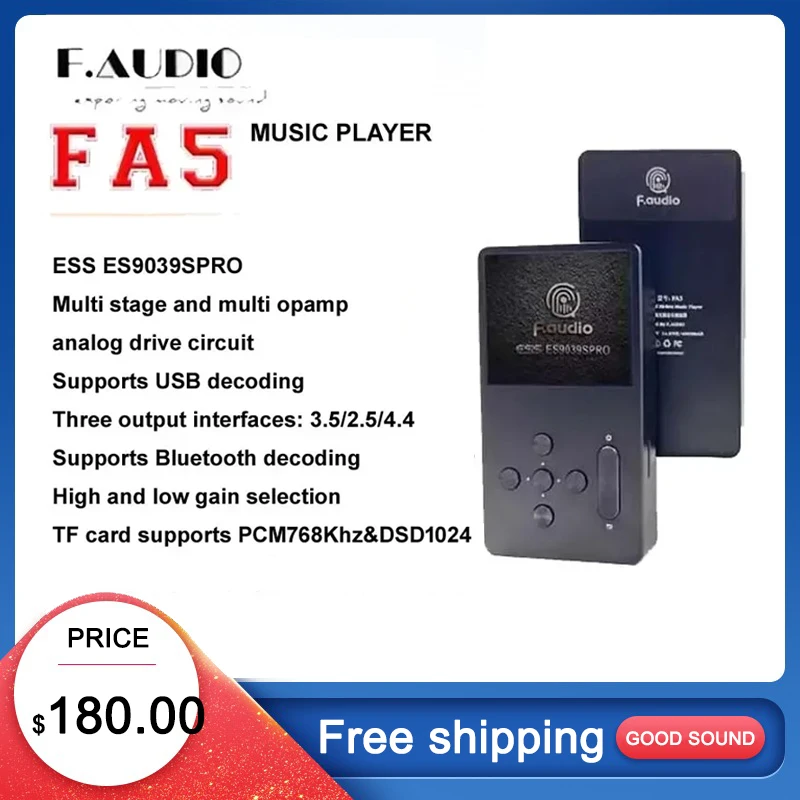 

Новый F. Аудио FA5 MP3-плеер ES9039PRO чип DAC USB декодирование HIFI Bluetooth портативный музыкальный плеер PCM768KHz 32bit DSD1024