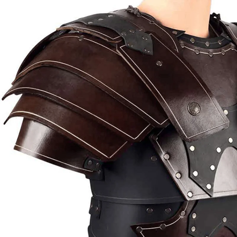 Medieval Roman Gladiator Legion Shoulder Chest Armor Breastplate Viking Knight Cosplay Costume Steampunk PU Leather Vest Cuirass