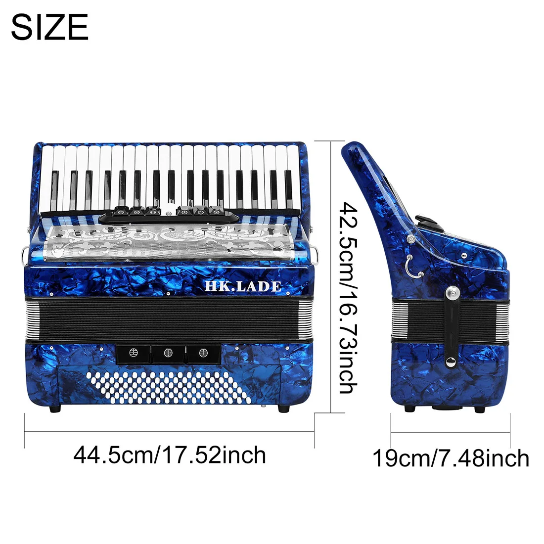 HK·LADE AH-180 アコーディオン 37 キー 96 バスキー ボタン式音声変更