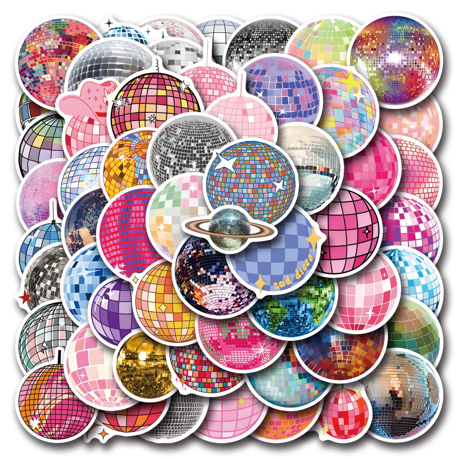 55 adesivi con palline da discoteca, adesivi con graffiti con palline magiche di cristallo, adesivi per computer per bagagli fai da te