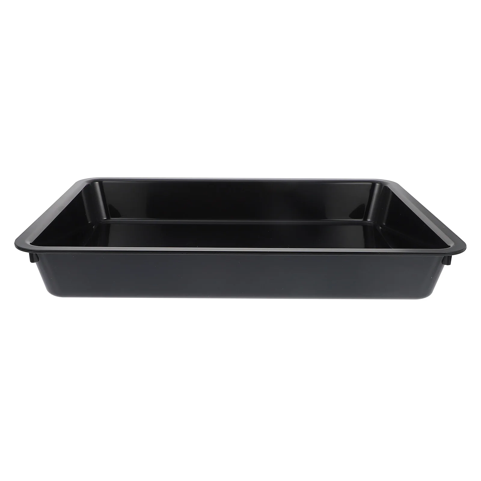 

1pc Plastic Black Small ABS Safe Stackable Tray For Supermarket Kitchen Display Container Supermarket Storage