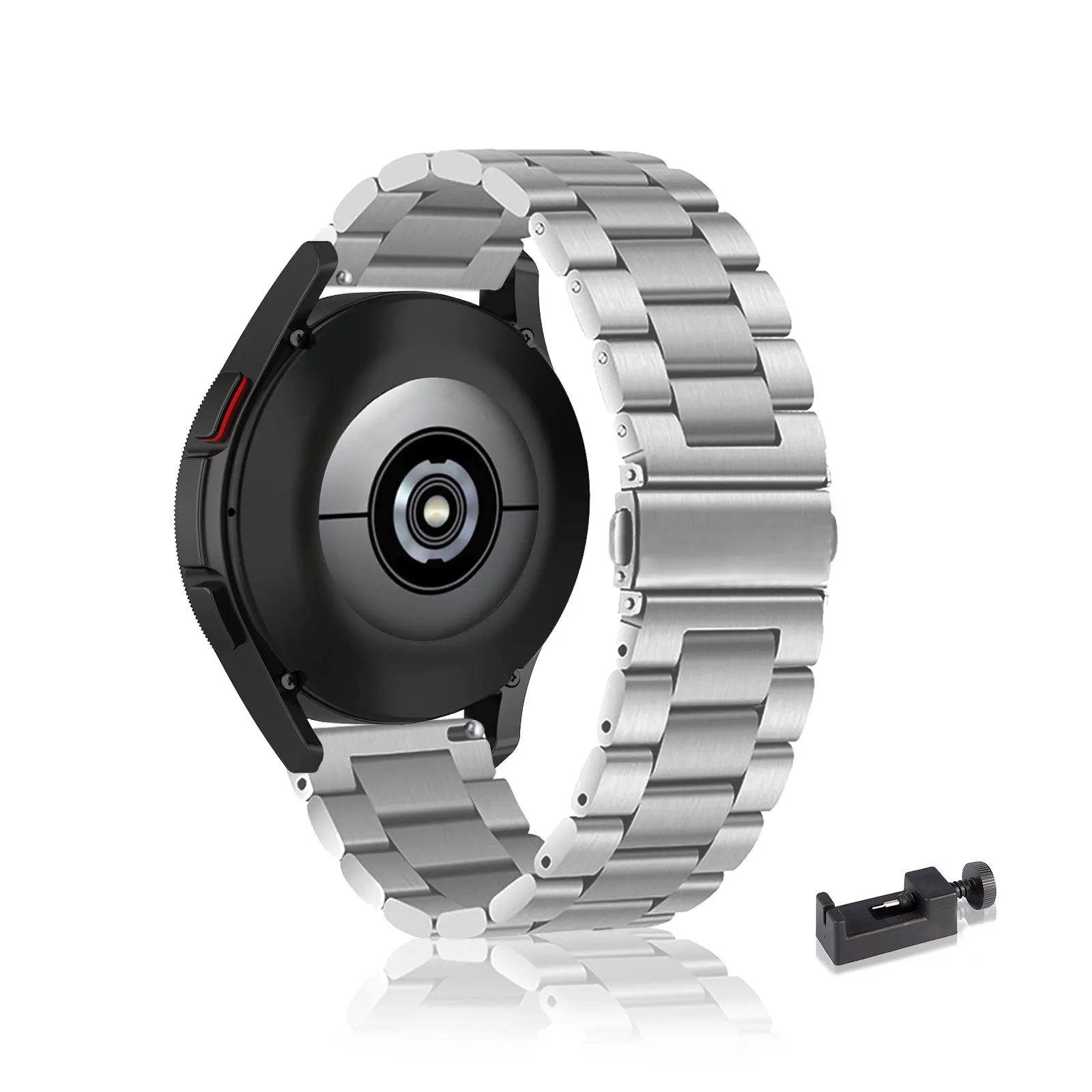 

Stainless Steel Bands for Samsung Galaxy Watch 5 Pro 45mm, Galaxy Watch FE(40mm) Band, Three Columns Metal Replacement Strap