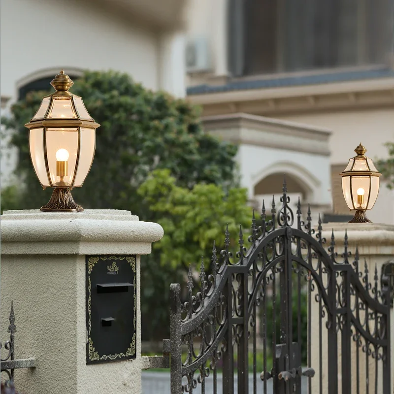 ABEL Outdoor Classical Brass Garden Landscape Light Simple Patio Pillar IP65 Waterproof Retro Courtyard LED Post Lamp
