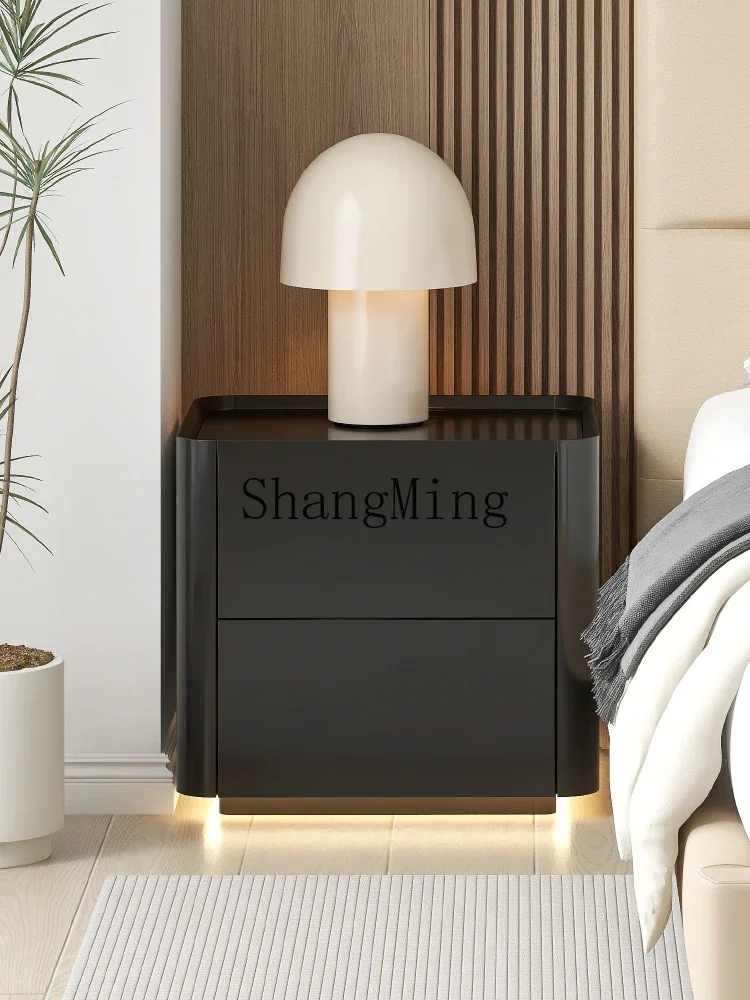 

CL minimalist white bedside table solid wood household small apartment with floor to ceiling bedside table