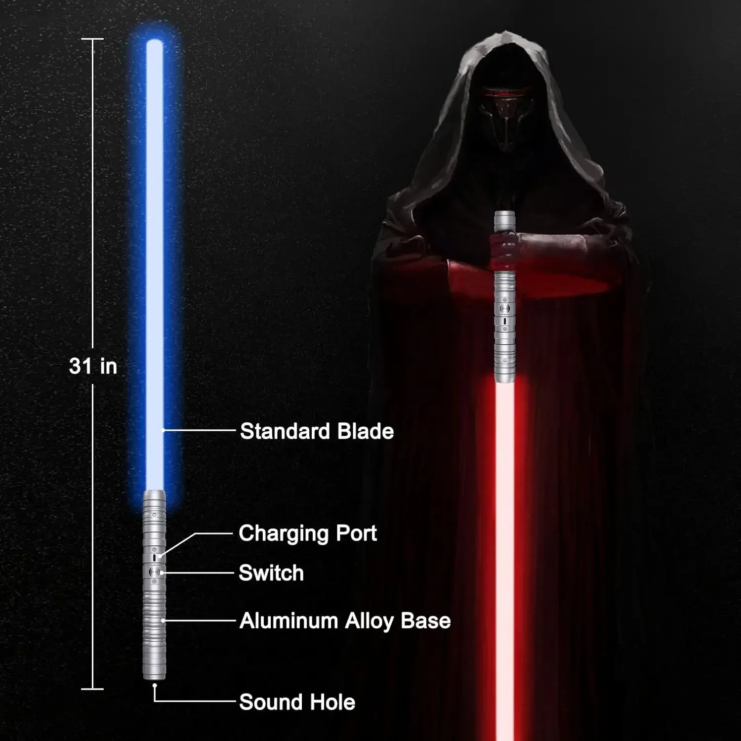 

Металлический световой меч RGB, лазерный меч Sabre De Luz FOC Rave Weapon, дуэльная мигающая игрушка, 7-цветная меняющаяся световая палочка Kpop