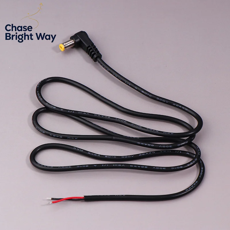 5.5x2.1mm/2.5mm Right Angle DC Power Cable Male Plug Extension Cord For LED Monitor