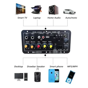30-120W audio amplifier plate, double microphone support, bluetooth, subwoof amplifier for 4OHM, 12V, 24V, 110V, 220V speaker amplifier 8 Main Sales Plate amplifier - №2