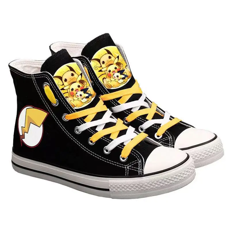 

2025 Autumn spring new drop shipping Pikachu Canvas Shoes plus big size black man women Board Boys Girls Casual Shoes flats