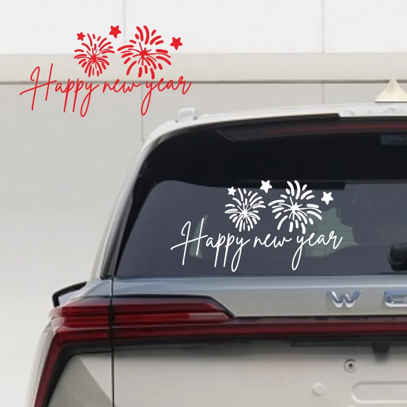 Car stickers happy 2025 New Year fireworks decoration rear window glass stickers #353