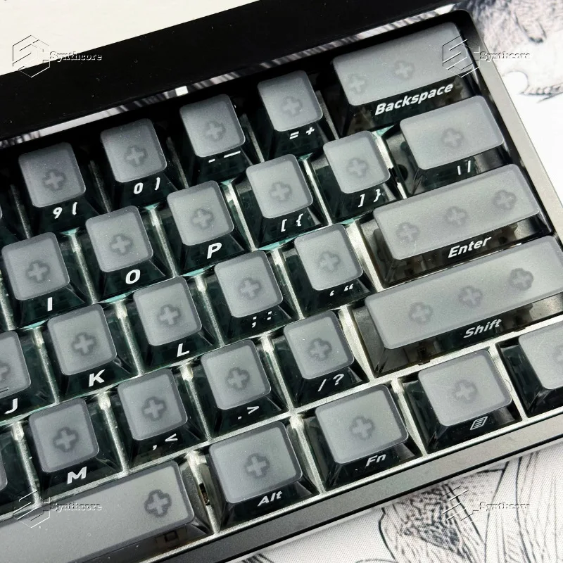 Top surface fog transparent black PC transparent keycap supports wooting EZ63MADE68 Hero68ND63 magnetic axis key