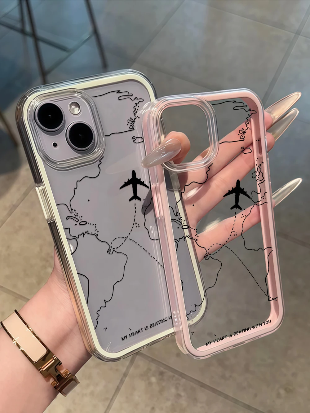 Minimalistische Weltkarte Flugzeug Transparente Handyhülle für iPhone 16 14 15 Plus 13 14 15 11 17 Pro Max Air X XS Weiche Schutzhülle – Detail 6