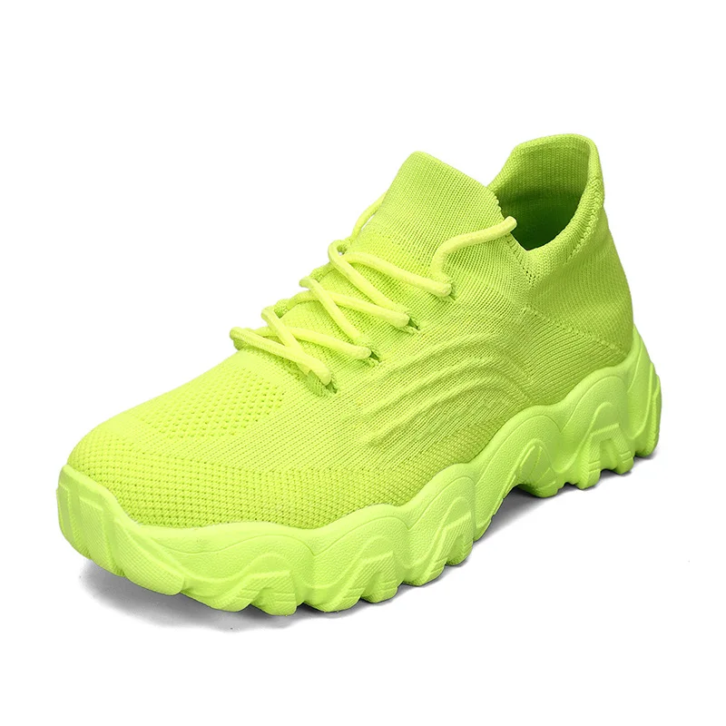 

Knitted Mesh Women's Casual Sneakers Breathable Men Walking Shoes Lightweight Trendy Platform Shoes Non-slip