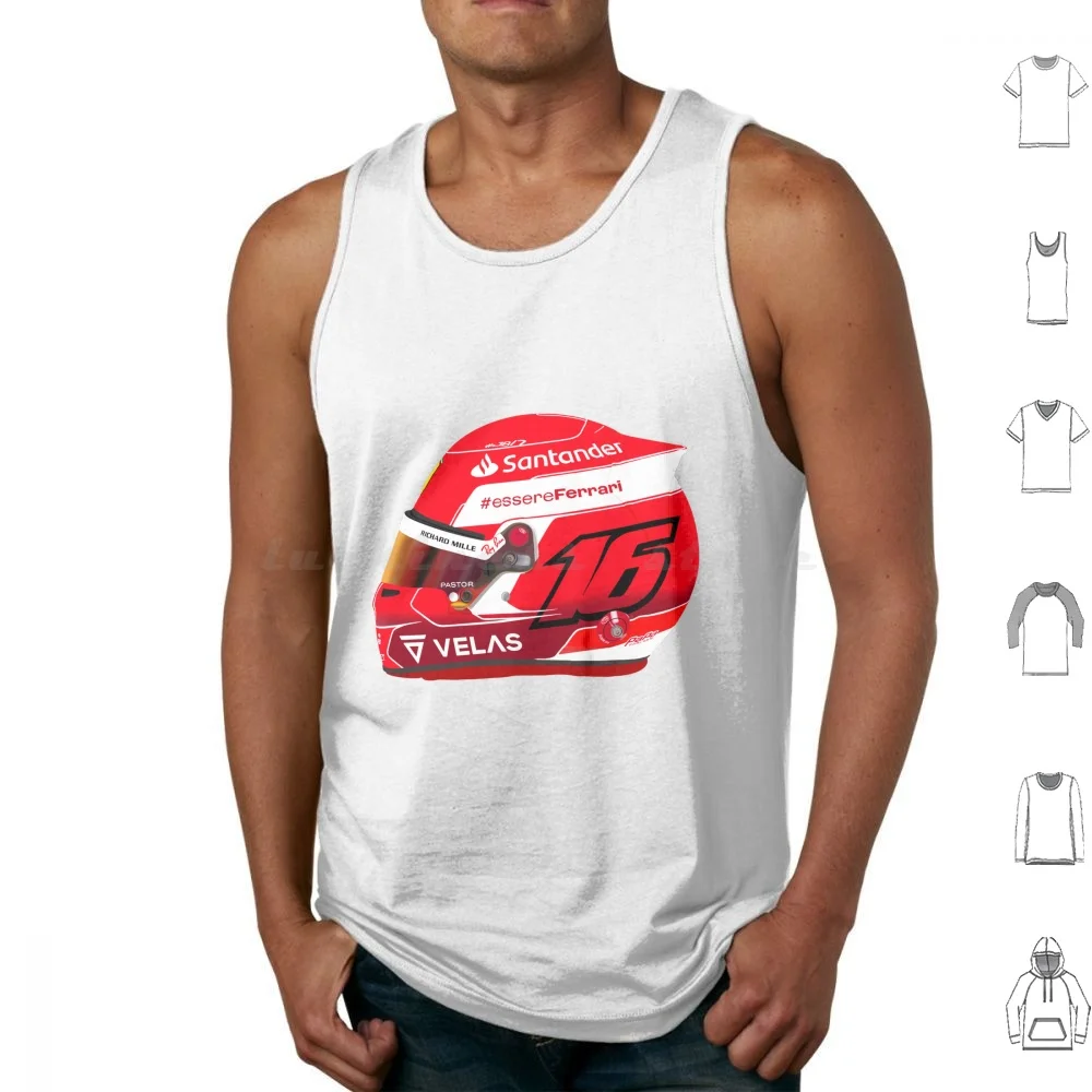 Leclerc Helmet 2022 Tank Tops Vest Sleeveless Leclerc World Sauber Helmet Digital Drawing Procreate Red