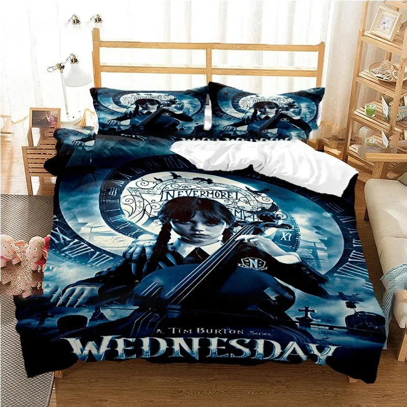 3D Print Wednesday Addams Bedding Set Double Twin King Duvet Cover Comforter Pillowcase Boys Girls Adults Bedroom