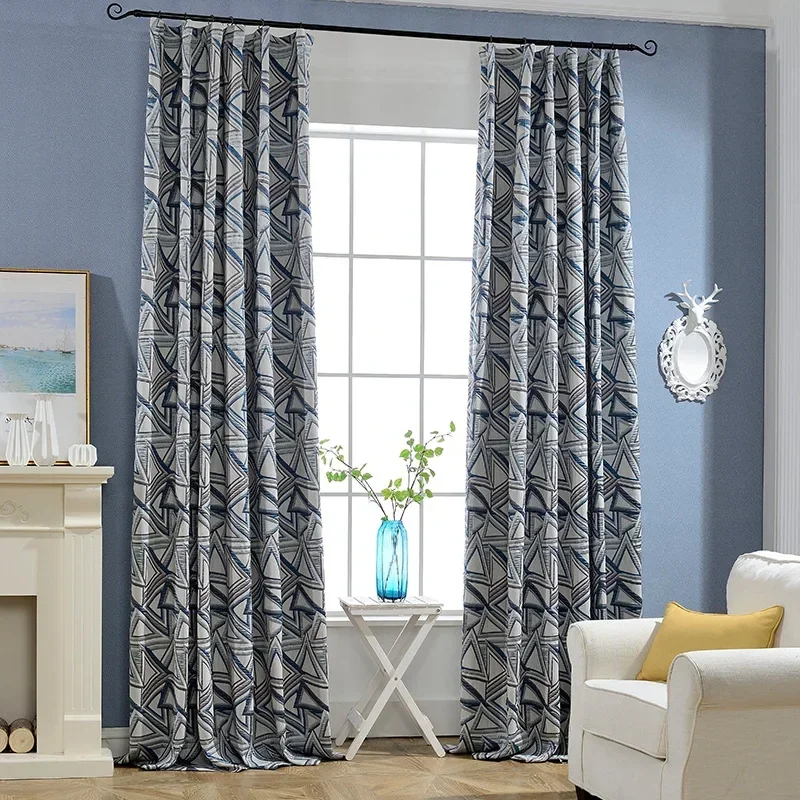 New Curtains for Living Dining Room Bedroom Modern Minimalist Geometric Pattern Cotton Linen High-precision Jacquard Window