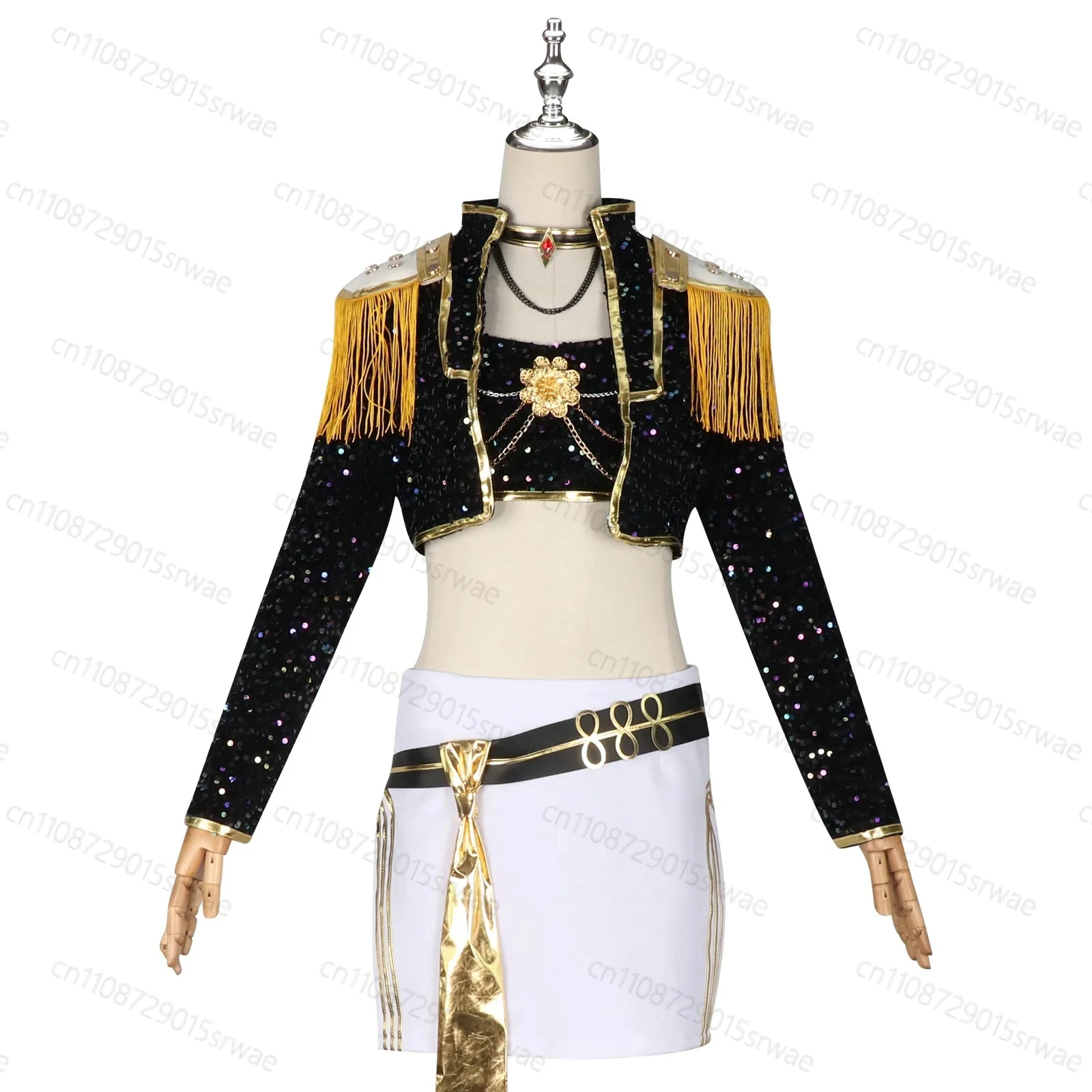 الكبار الاطفال Kpop شيطان الصيادين زوي ميرا تأثيري حلي القوطية موحدة المرحلة الملابس الأسود الذهبي مجموعة الزي للمرأة زي