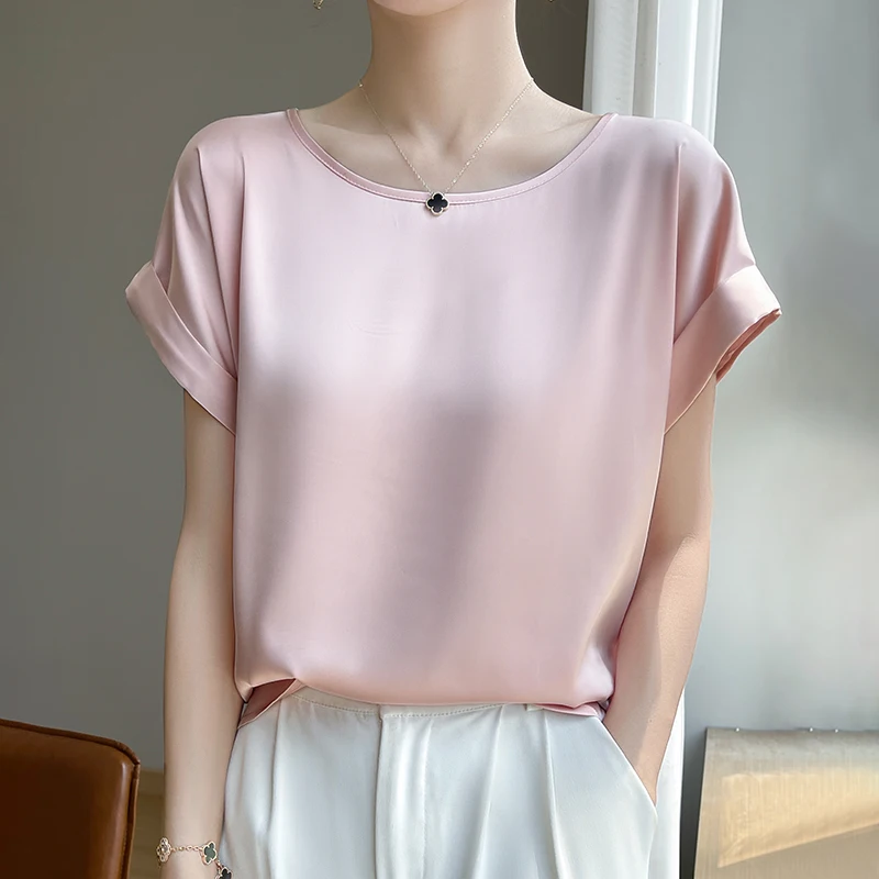 New O-Neck Silk Camisole Ladies Thin Vest Satin Loose Outer Sleeveless Top Summer Suit Insid Sling Mulberry Silk Bottoming Shirt