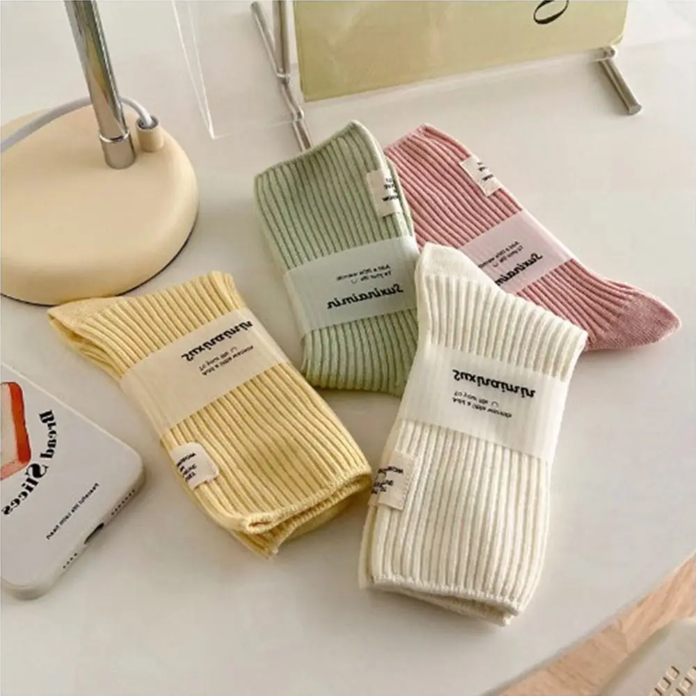 

Ins Middle Tube Mid-Tube Socks Knitted Keep Warm Snow Boot Socks Solid Color Heel Furry Label Women Socks for Autumn