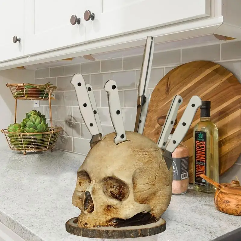 

Knives Holders For Counter Top Knives Stand In Horror Head Shape Horror Head Organizer Scary Rack Party Decoration For Halloween