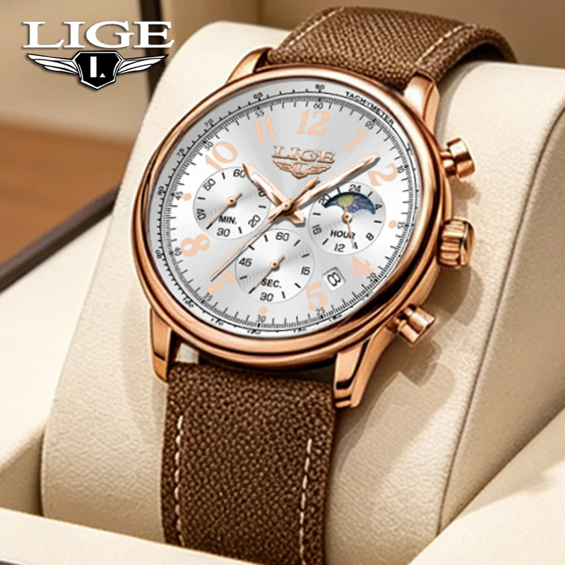 Fashion 2026 LIGE Top Luxury Mens Watch Business Watches Men Gifts 30M Waterproof Luminous Chronograph Quartz Wristwatches Reloj