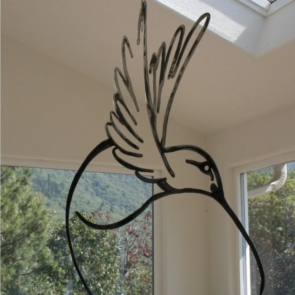 Hummingbird Rustic Hanging Art Metal bird Custom Steel aviary artwork