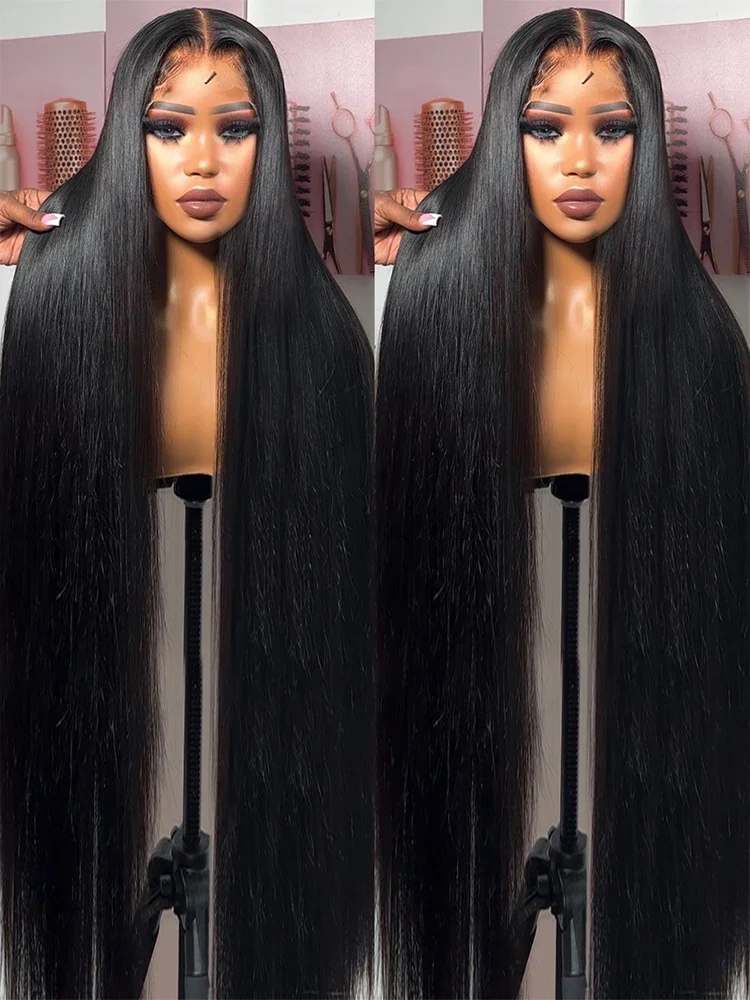 180% 40 Inches Transparent 13x4 Lace Frontal Wig 5x5 Lace Closure Wig Straight Lace Front Human Hair Wigs For Black Women