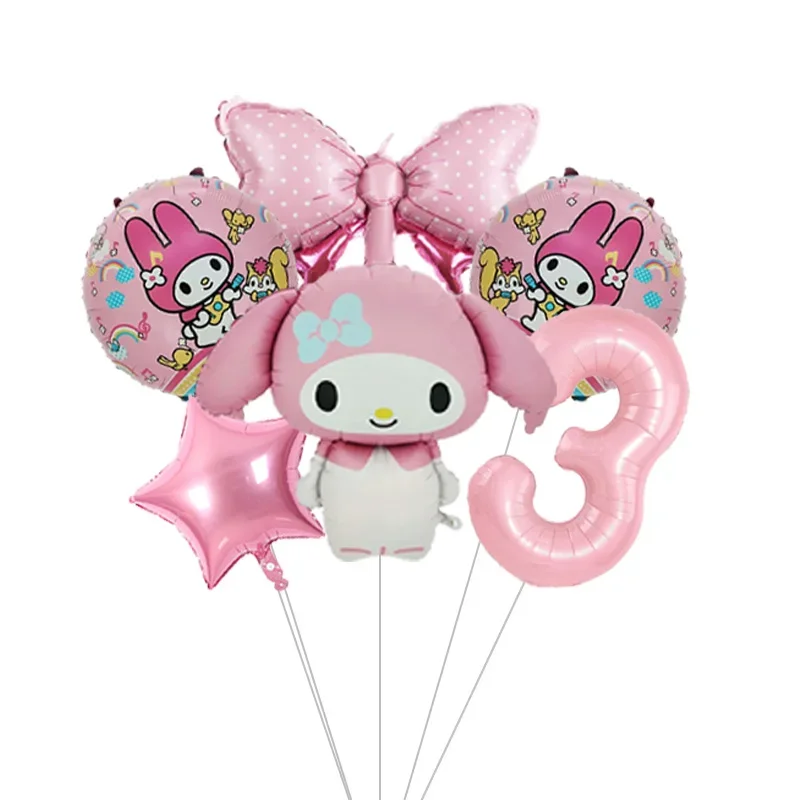 Anime Kawaii My Melody Themen-Folienballons-Set Latexballons Kindergeburtstagsparty-Dekoration Babyparty Zahlenballon Globos – Detail 4