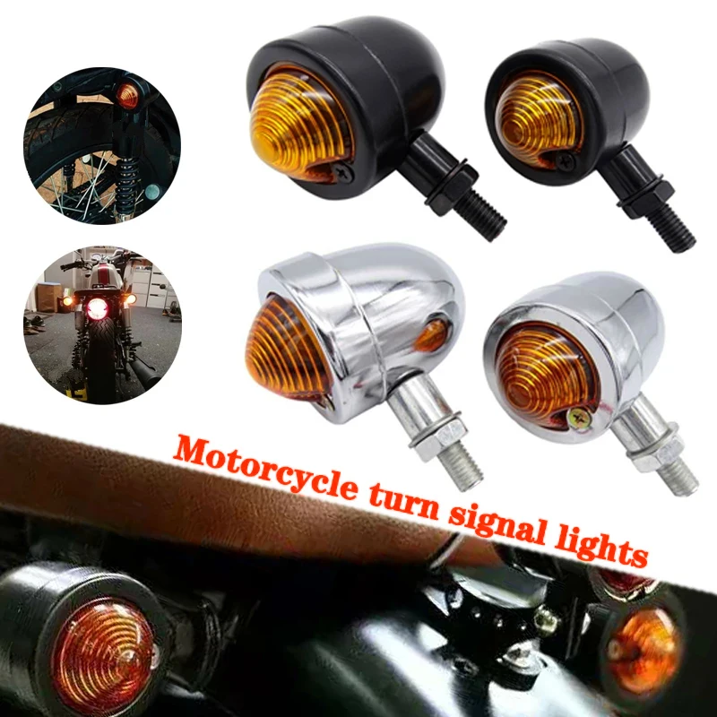 Motorcycle Turn Signal Lights Indicator Light Amber Motorbike Headlight 12V 10mm Mini Universal Bullet Halogen Moto Lamp