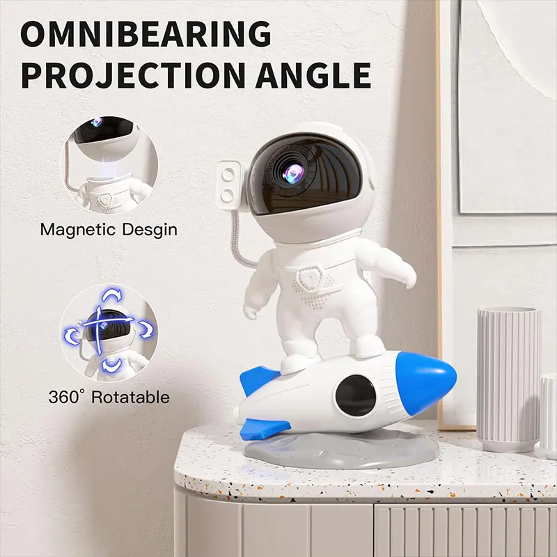 Rocket Astronaut Projector Intelligent Noise Reduction Sound Intelligent Bluetooth 5.1 Control Bedroom Night Light Desktop Decor