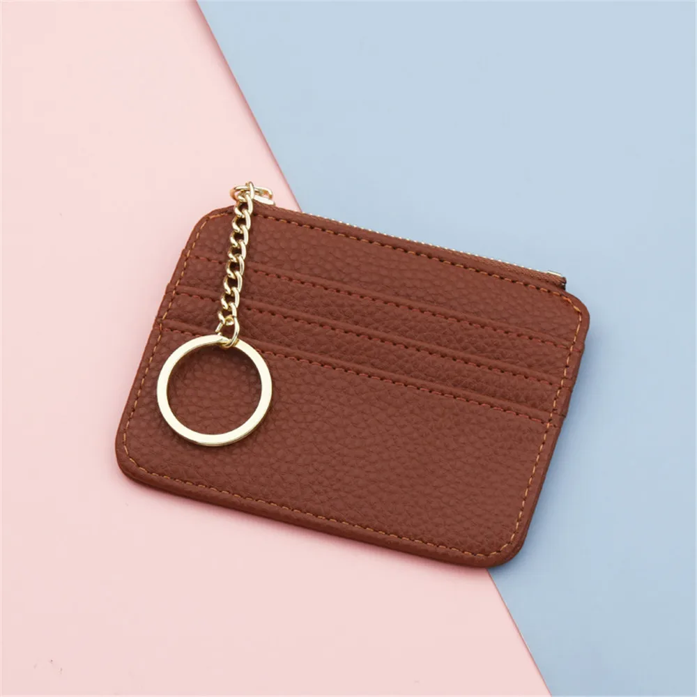Multi-Colored ID PU Leather Card Holders  Women Men Mini Wallet  Bus Cards Cover Case Office Work Key Chain Labels And Index