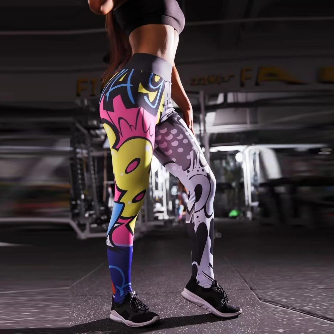 Cartoon Painted Leggings Women Graffiti Push Up Fitness Leggings High Waist Workout Pants Fashion Gym Leggins