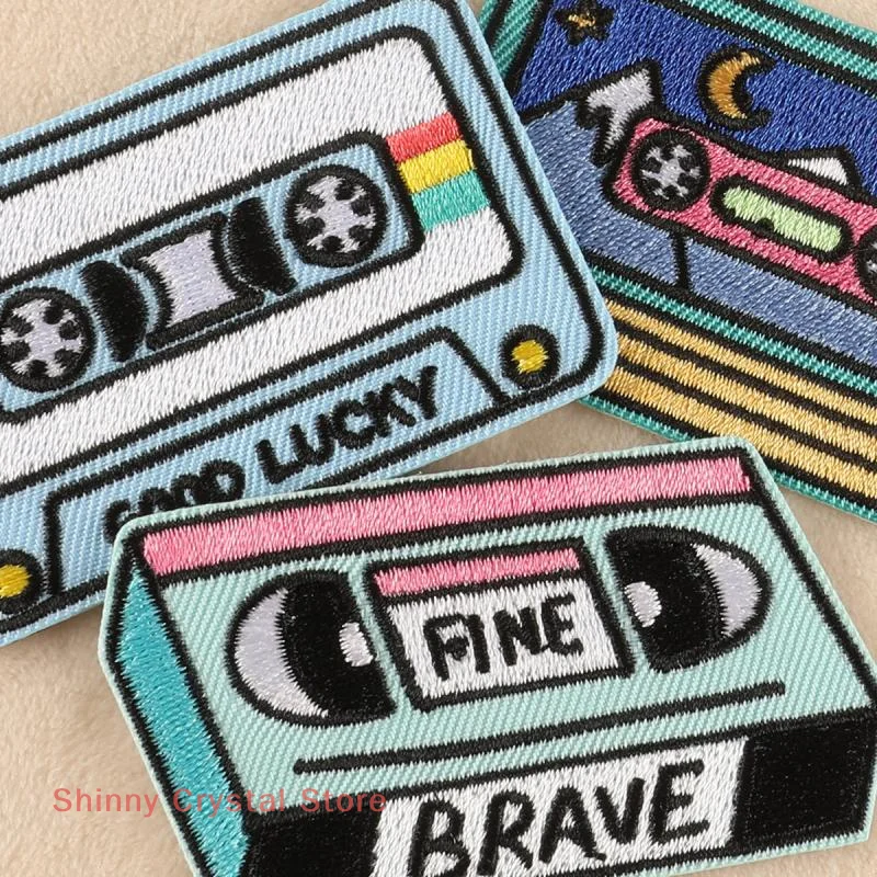 

Audiotape Daily Necessities Patch For Clothing Backpack Decoration Small Applique Iron On Embroidery Patches Badge