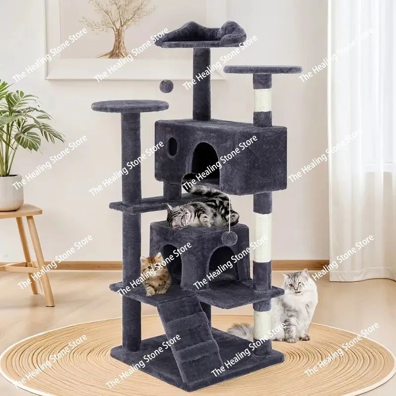 

Cat Tree with Hammock and Scratching Post Tower, cat House, Cat Toys Tower, K01, Dark Gray