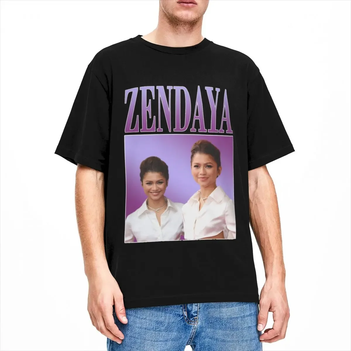 

Novelty Zendaya Vintage T-Shirts for Men Women Crewneck Pure Cotton Short Sleeve Tees Gift Idea Clothes