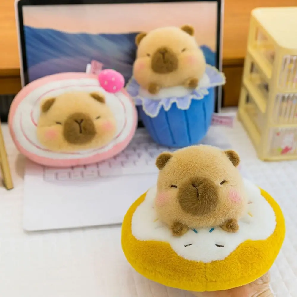 귀여운 플러시 카피바라 인형 미니 창의적인 디저트 카피바라 인형 만화 동물 디저트 카피바라 인형 학생용