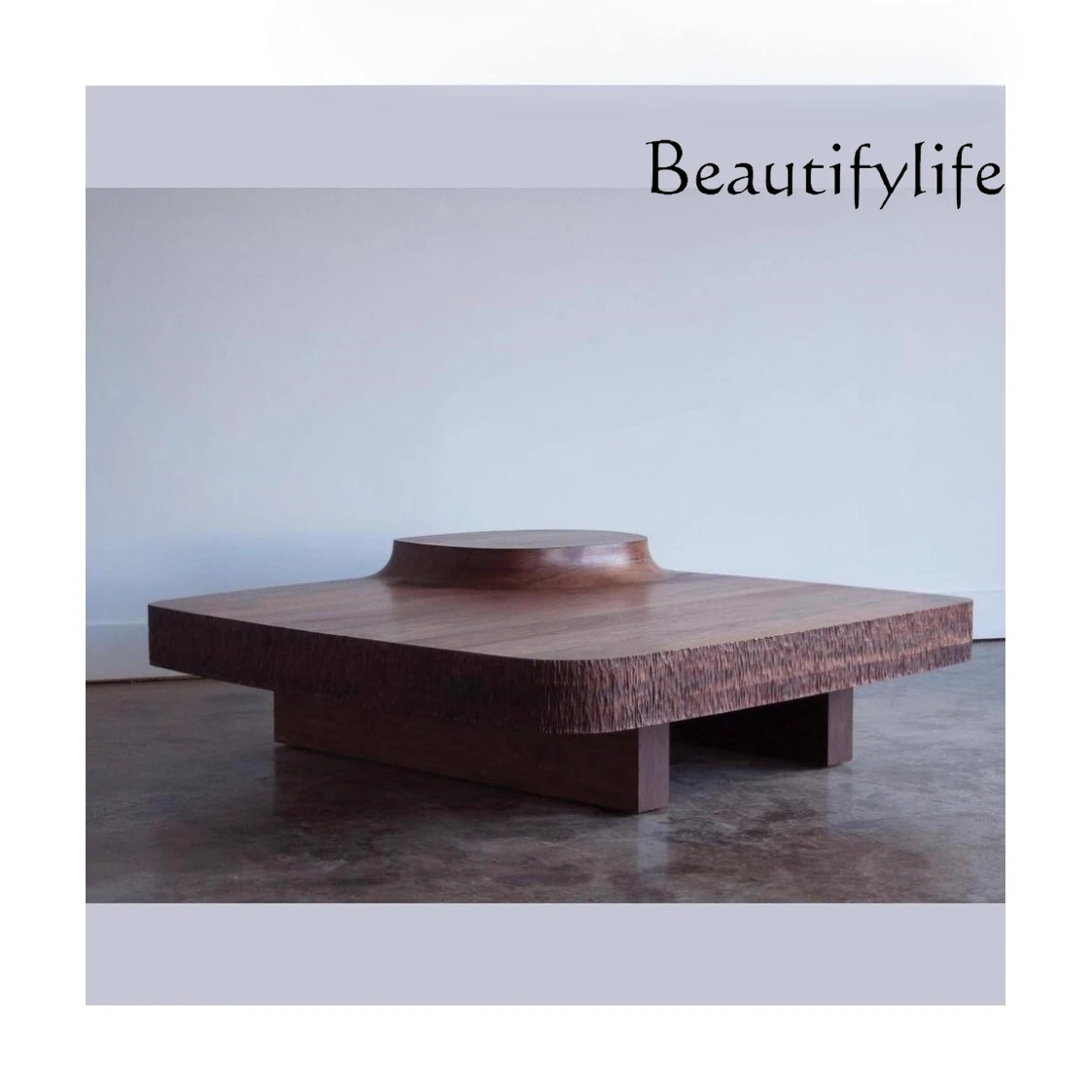 

Medieval style designer solid wood special-shaped coffee table retro home living room square coffee table