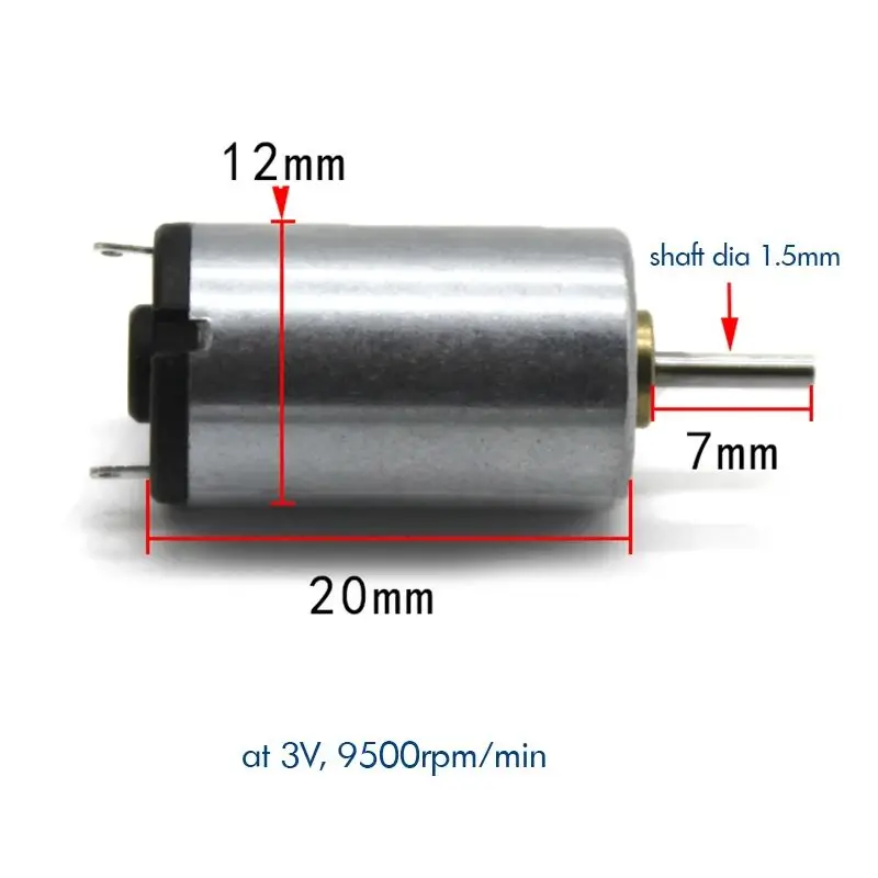 1220 High Speed Motor DC 3V 9500rpm Mute Micro Motor for DIY Small Fans, Small Wind Turbines Productions Shaft Diameter 1.5mm