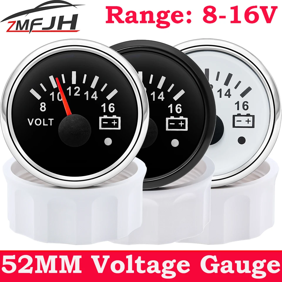 Voltmètre Marine 52 Mm 9-32V – 7 Couleurs LED, Étanche IP67, Pour Bateau, RV, Voiture