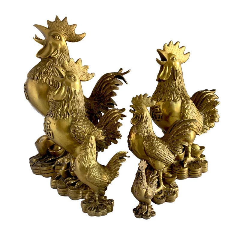 Fortune Chicken , Zodiac , Large Bronze Rooster, Home Decor Craft Ornament