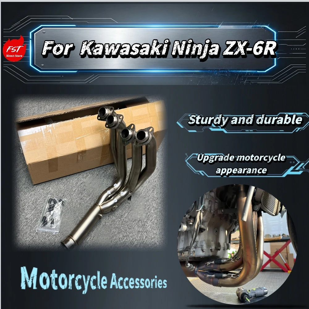 For Kawasaki Ninja ZX-6R FST Front Mid Exhaust Header, Straight Through Design, Stable Power Output Moto Escape