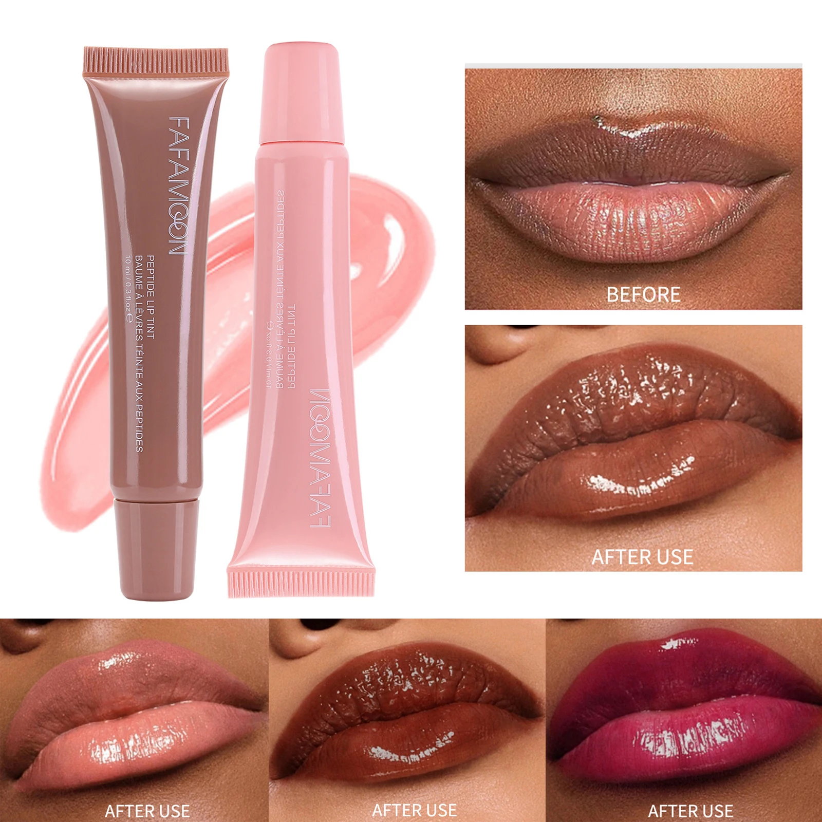 5 Color Moisturizing Mirror Lip Gloss Soft Tube Nude Brown Lip Oil Plumping Lipgloss Makeup Liquid Lipstick Transparent Cosmetic