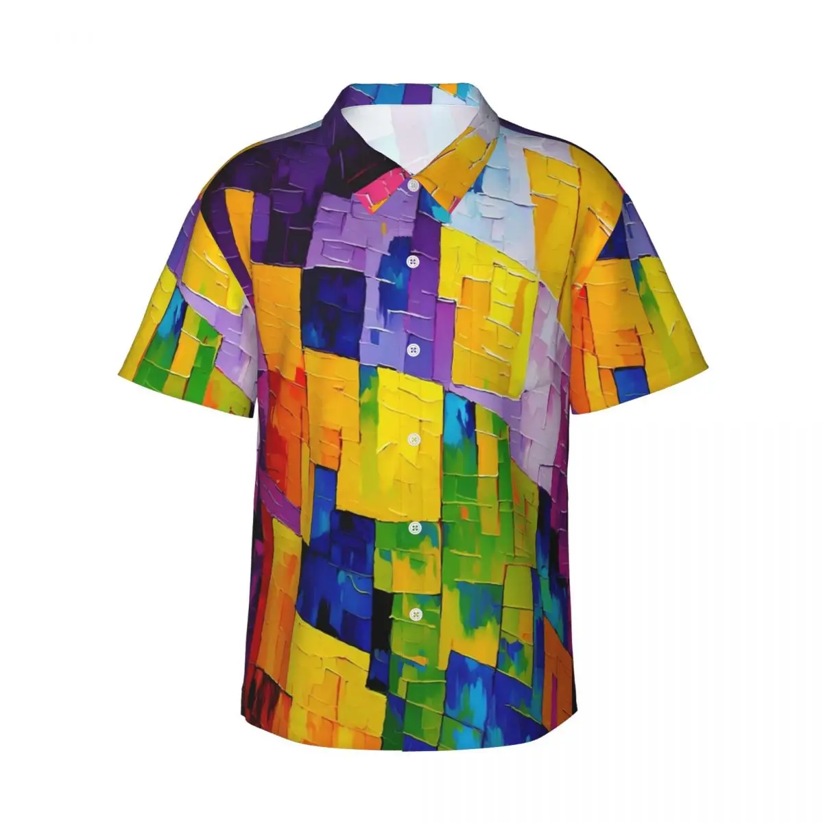 Brush Print Hawaiian Shirt Mens Vacation Abstract Geometric Casual Shirts Short-Sleeve Fashion Custom Vintage Oversize Blouses