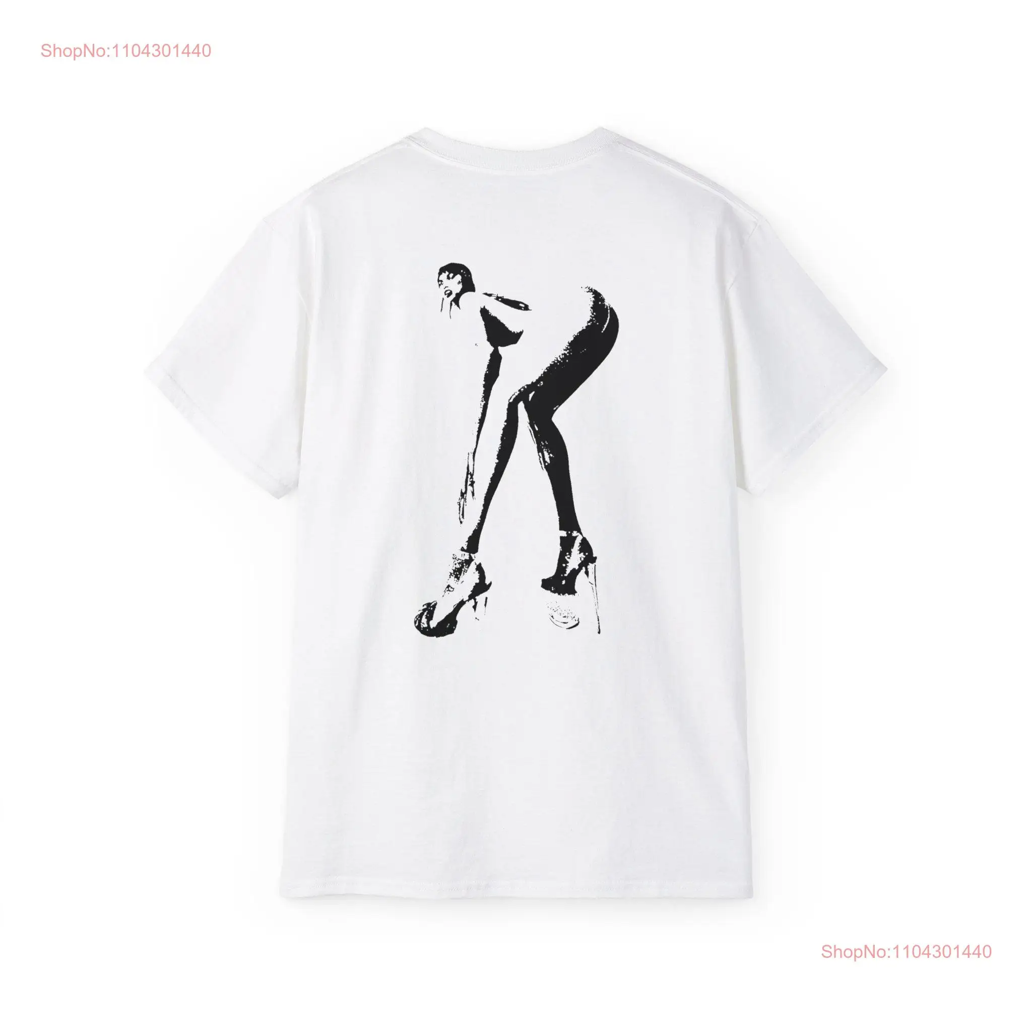 Retro Heels Woman Stencil HighArt T Shirt Classic Fit Cotton Backprint with Striking Popart Heel Pose