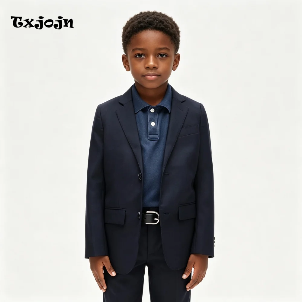 Formal Navy Boys Suit Classic Homecoming Tuxedos 2-piece Set Trend Notched Lapel Jacket Single Breasted Wedding Blazer Pants