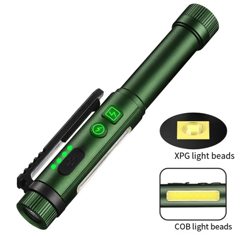 

Ультра-яркий светодиодный фонарь-ручка с боковым фонарем COB, для обслуживания, патрули — 1 шт., сильный магнитный зажим, 360° ° Вращающийся зажим